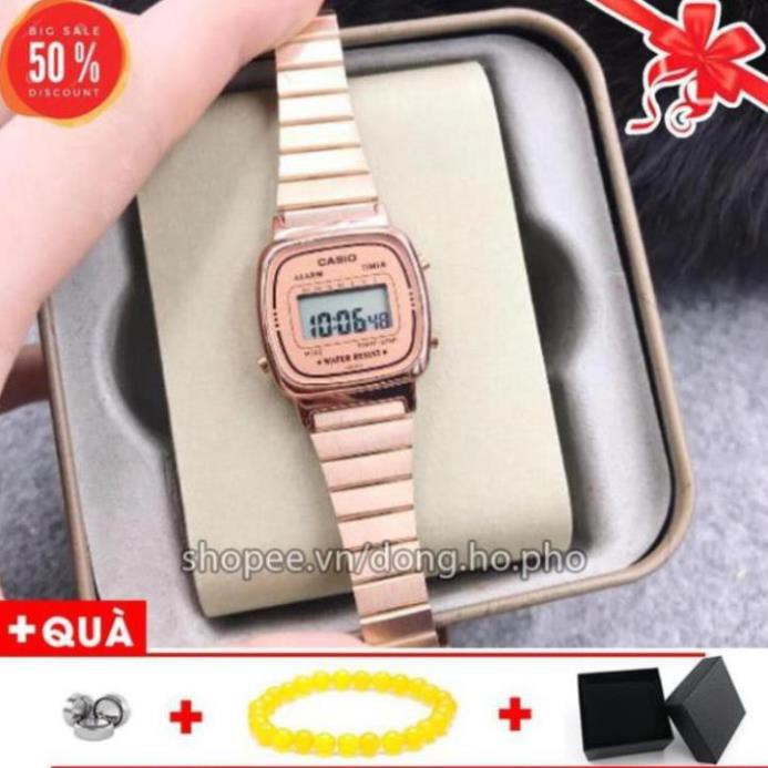 Đồng hồ điện tử Casio nữ LA670 mặt vuông cá tính, phong cách -G7.watch