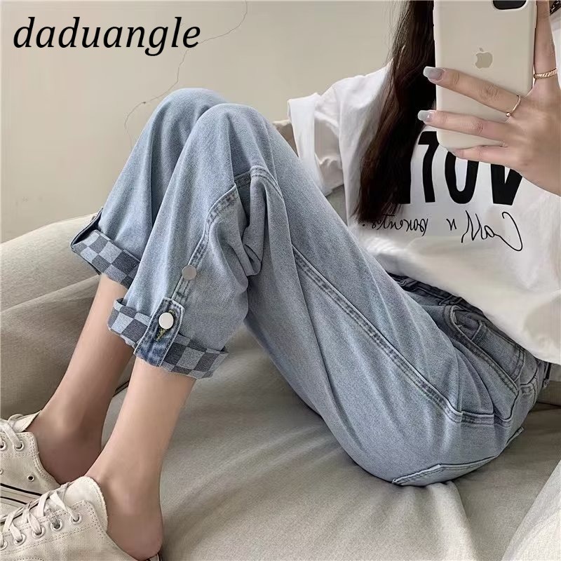 Quần jean Daduhey 9 tấc lưng cao phong cách thời trang thường ngày Hàn Quốc xinh xắn cho nữ