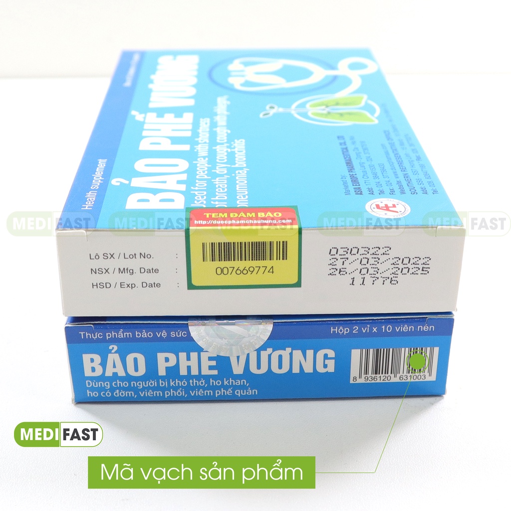 Bảo Phế Vương - Tốt cho phế quản, hỗ trợ giảm ho, ho khan, ho có đờm từ thảo dược - Hộp 20 viên