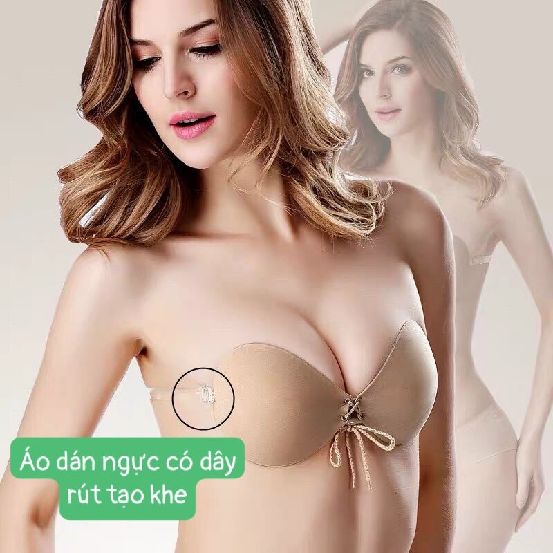 Áo dán ngực bàn tay dày có dây rút tạo khe