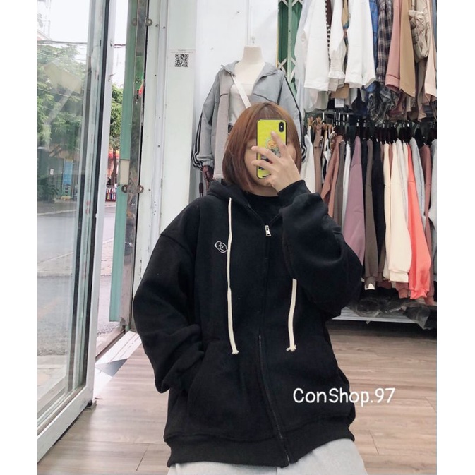 Áo Hoodie Nỉ Bông kéo khoa lót nhung Unissex Cho Cả Nam Nữ Thêu Mặt Em Bé, HOODIE Form rộng, Áo khoác Nỉ | BigBuy360 - bigbuy360.vn