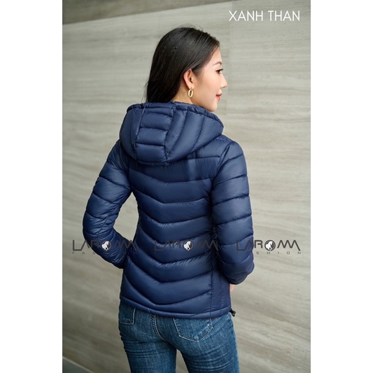 Áo phao nữ có mũ Laroma, siêu nhẹ, trần bông