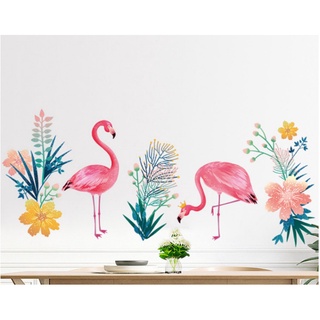 Tranh dán tường 3D Đôi chim hồng hạc [Size 125x55cm]