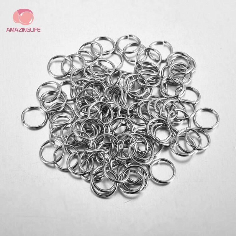 Set 50 Vòng Móc Khóa Mini Bằng Thép Không Gỉ Dùng Làm Trang Sức DIY