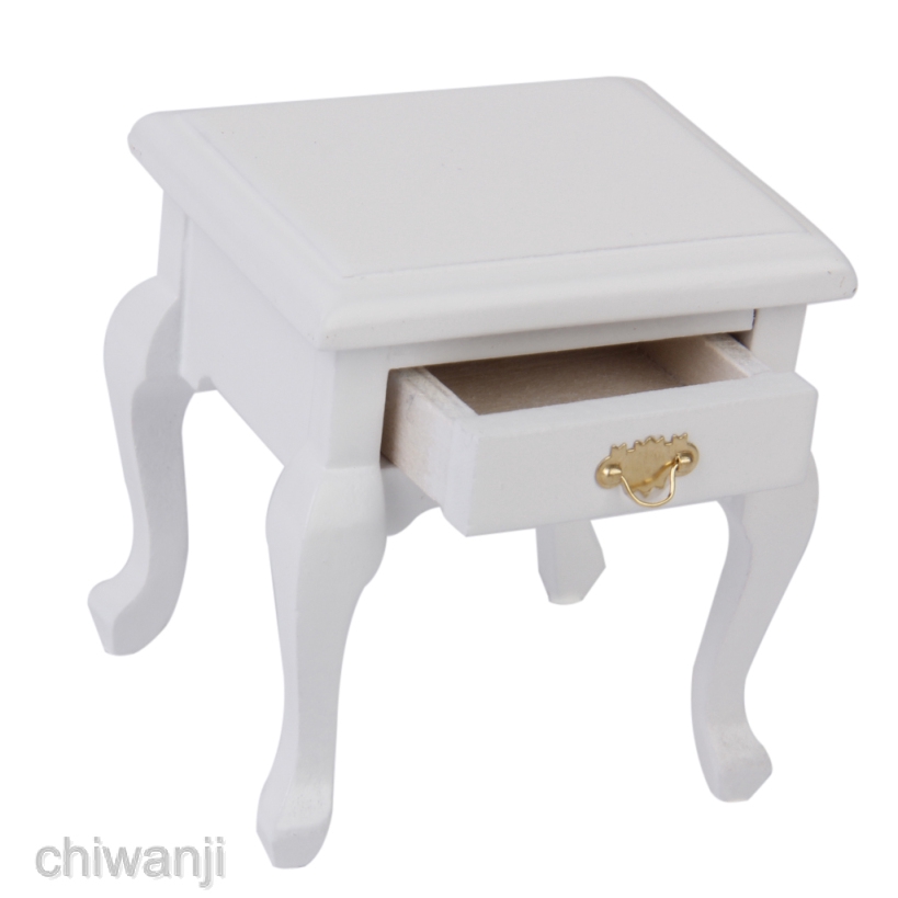 12 Nhà Búp Bê Gỗ Đầu Giường Bàn Trắng Mini DIY Nội Thất