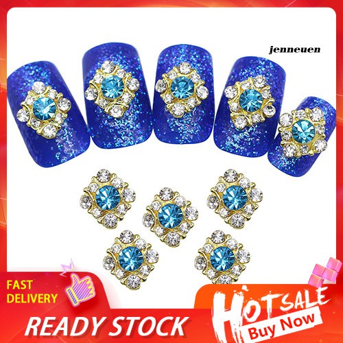 [Hàng mới về] Bộ 10 miếng dán trang trí móng tay nghệ thuật phối pha lê và kim cương giả DIY