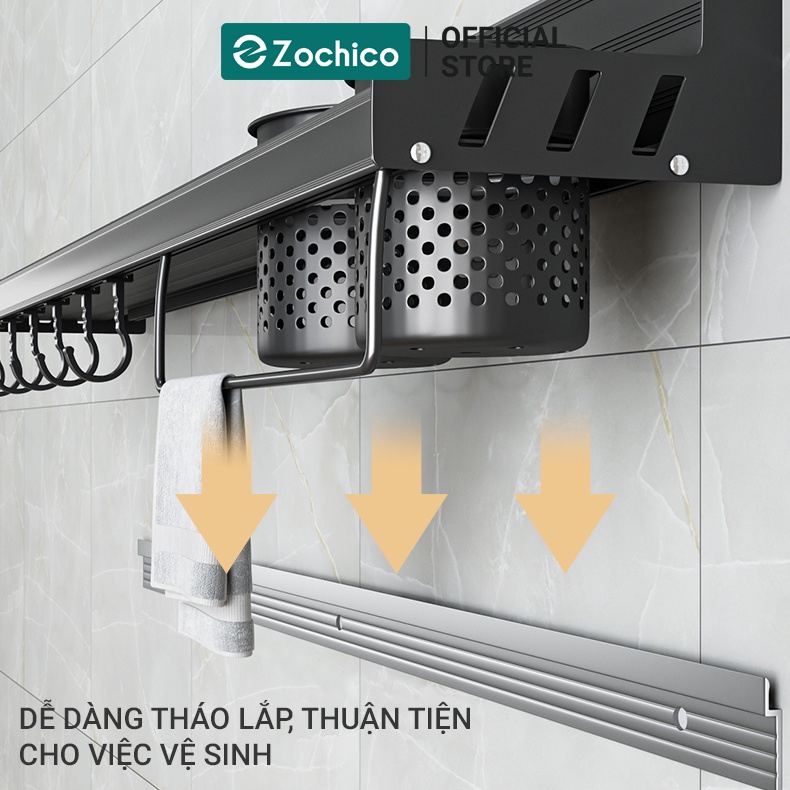 Kệ gia vị treo tường, kệ dao thớt, muỗng đũa đa năng không cần khoan tường Zochico