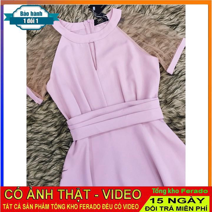 [ xả kho ] MiD VÁY HỒNG TAY LƯỚI V1108 kèm ảnh thật