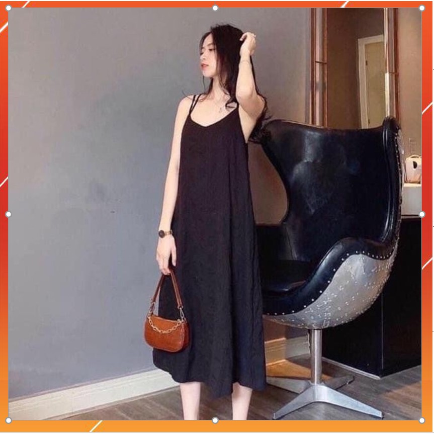 [HOTREND] váy đũi 2 dây đi biến- chất đũi xước xinh xắn- 3 màu vàng, đen, tím