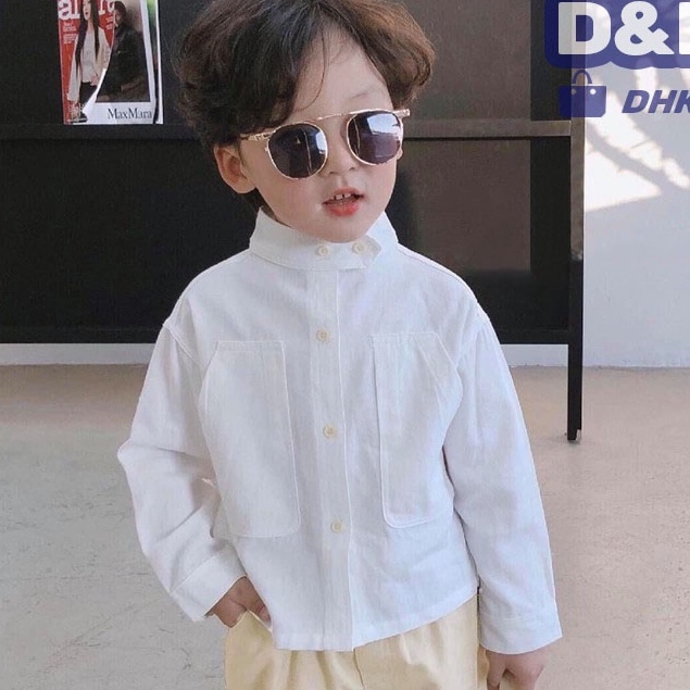 Áo Sơ mi trắng dài tay cho bé trai 1 2 3 4 5 6 7 tuổi DHK061 Quần áo trẻ em