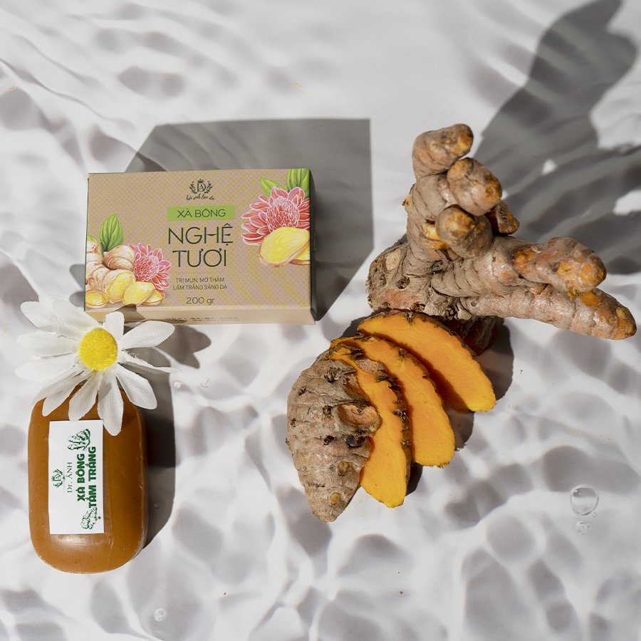 Xà bông nghệ tươi Dr. ÁNH giúp giảm mụn ẩn, mờ thâm, làm trắng sáng da 57g