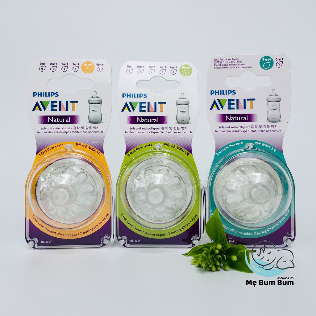 Núm ty bình sữa cổ rộng Avent Natural