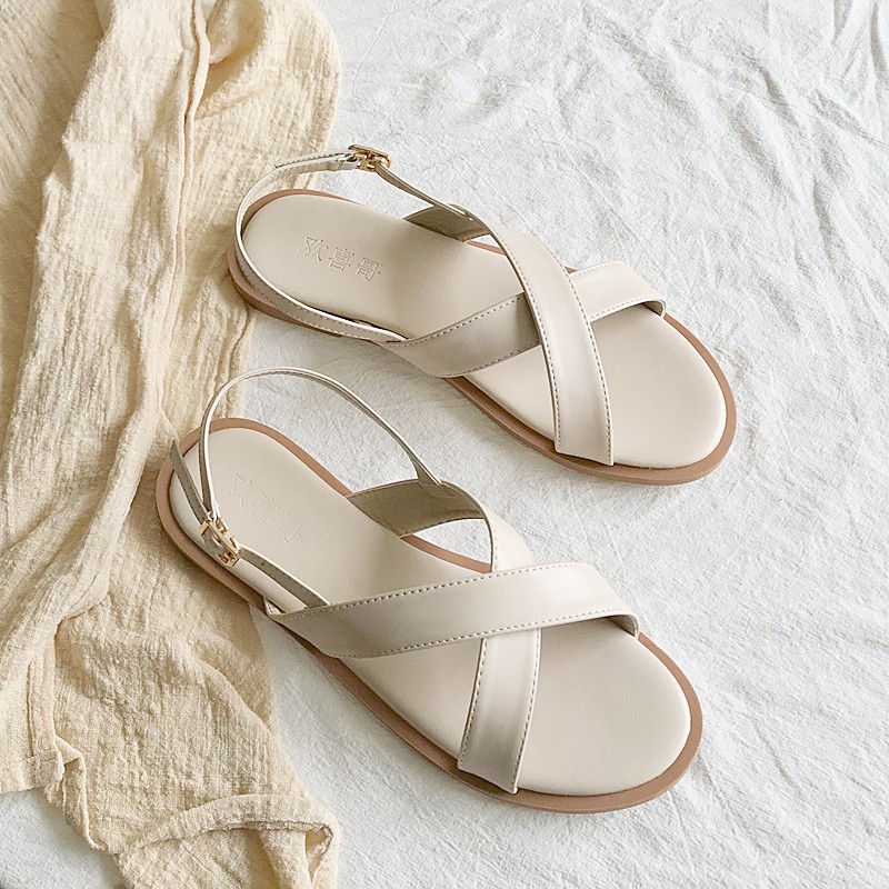 Giày sandal nữ mã XKS15 đơn giản thanh lịch gồm 2 màu đen và kem