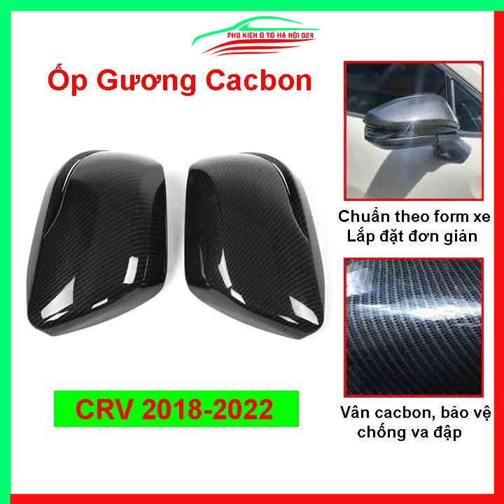 Ốp gương chiếu hậu CRV, C-RV 2018 2019 2020 vân Cacbon bảo vệ chống trầy trang trí làm đẹp xe