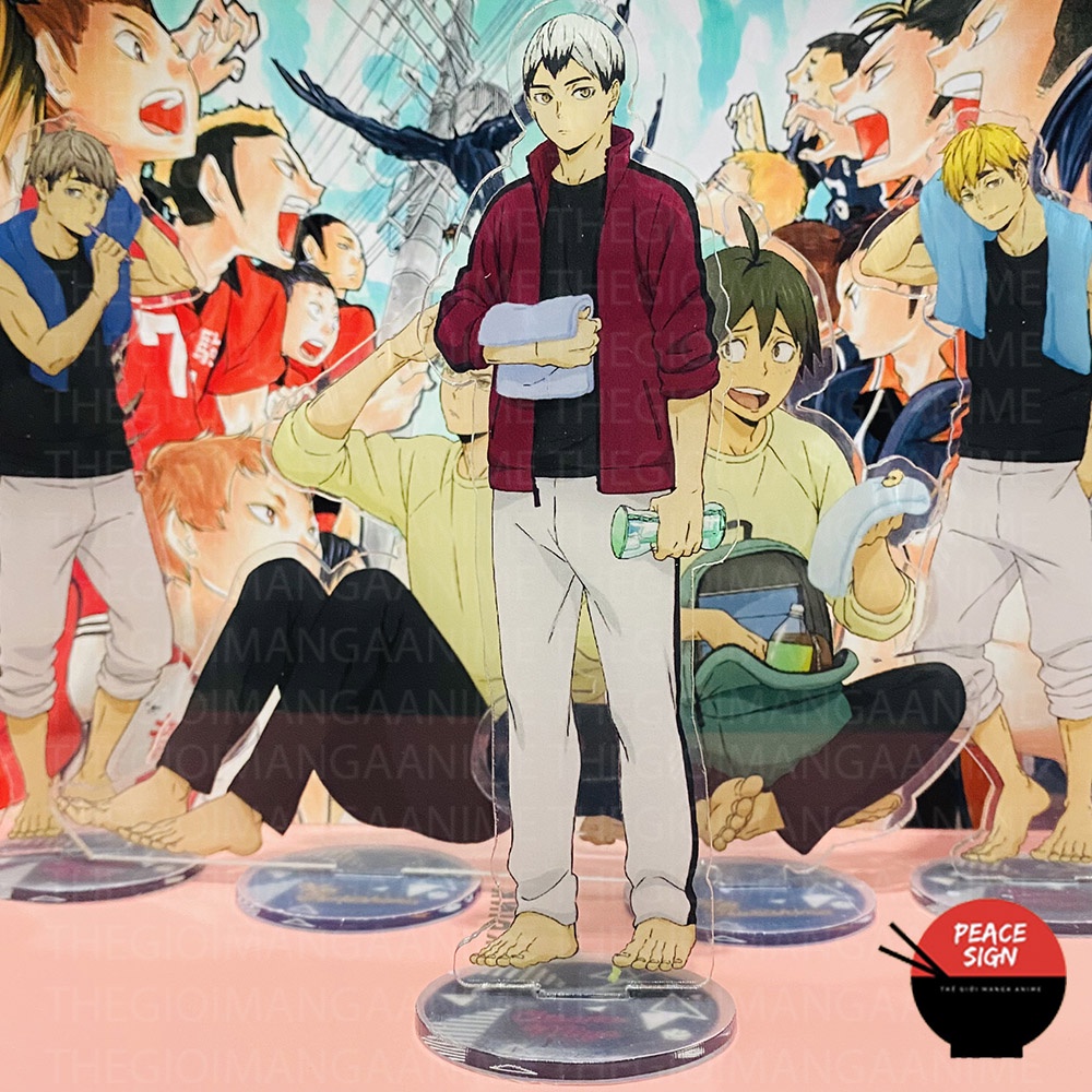 Standee HAIKYUU!! ver TRƯỚC GIỜ NGỦ mô hình Vua Bóng Chuyền mica trong anime chibi trưng bày