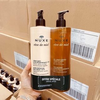 SET Sữa Dưỡng Thể + Sữa Tắm Kiêm Sữa Rửa Mặt Nuxe Reve De Miel Paris Pháp 400ML*2