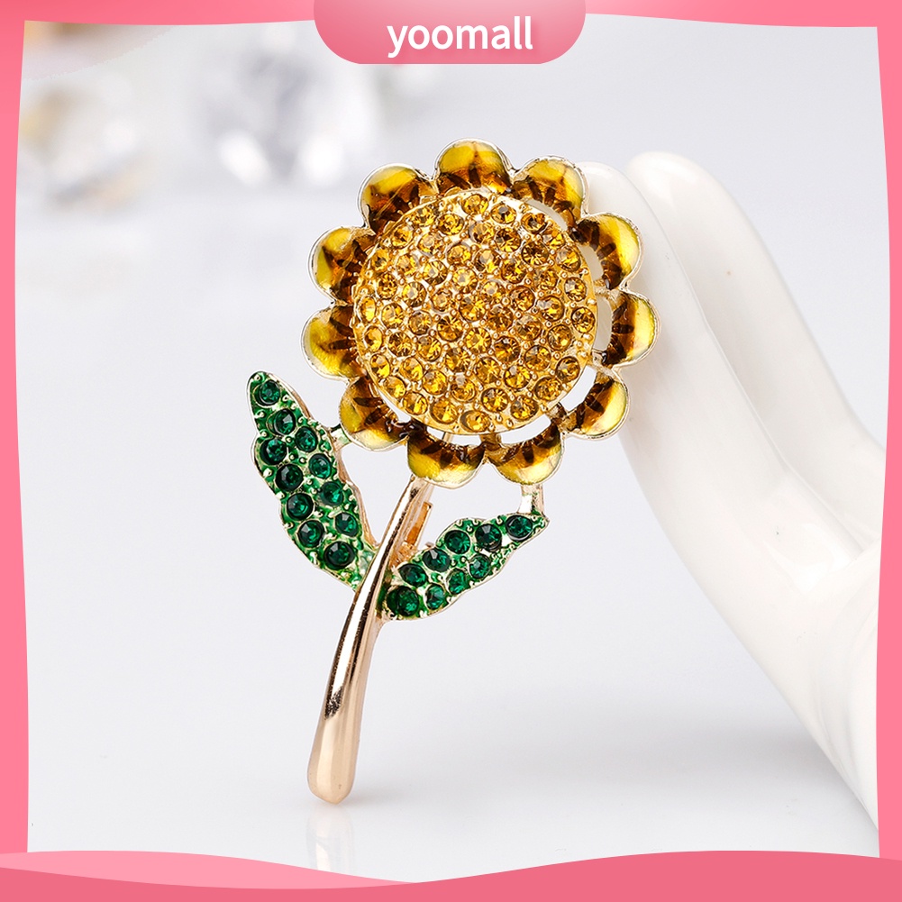 Ghim cài áo hình bông hoa đính đá phong cách thanh lịch cho nữ