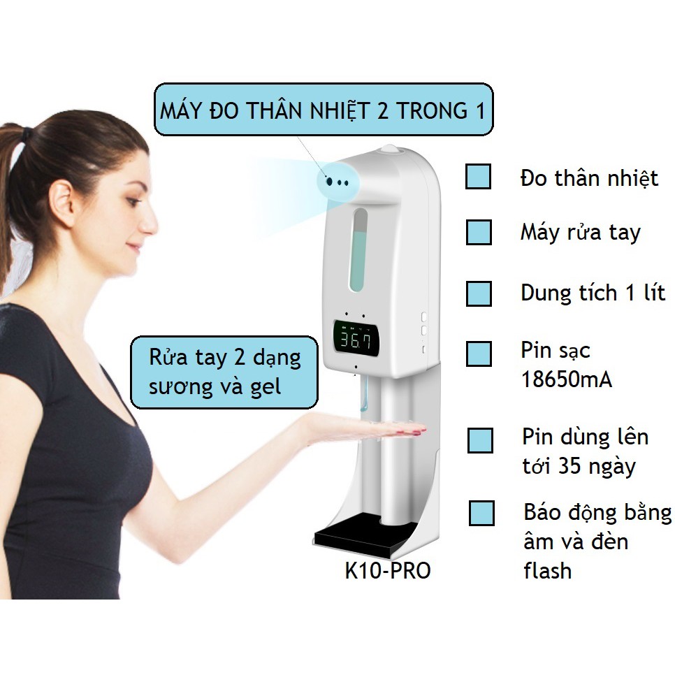 Máy đo thân nhiệt K10 Pro tự động 2 trong 1 đa năng