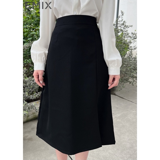 Chân váy công sở EMIX (2 màu), basic dress, dáng dài, midi, chữ A, cạp cao, khóa sau, xẻ chân, chất tuytci cv808