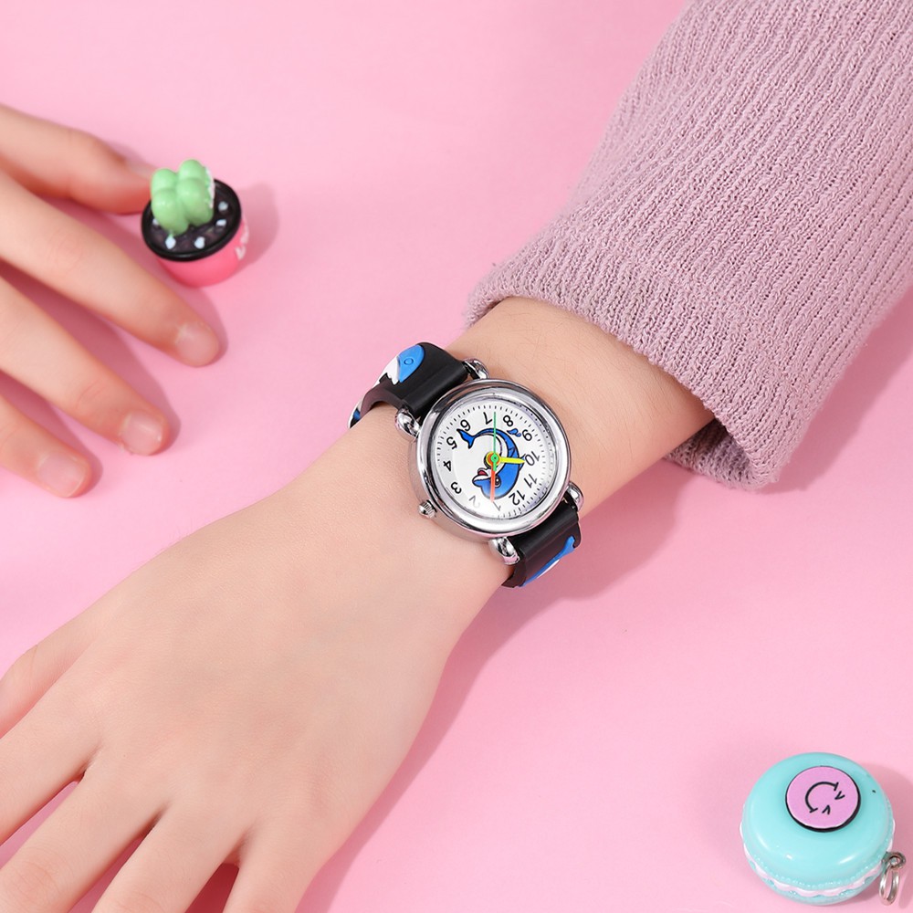 Đồng hồ thời trang trẻ em bé trai - bé gái dây silicon hình cá heo siêu dễ thương PKHRTE020-Ca-heo