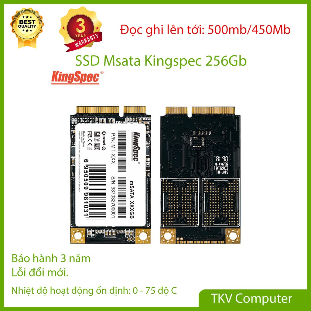 Ổ Cứng SSD Msata 256Gb Kingspec - Bảo hành 3 năm - Hỗ trợ cài đặt sẵn Windows