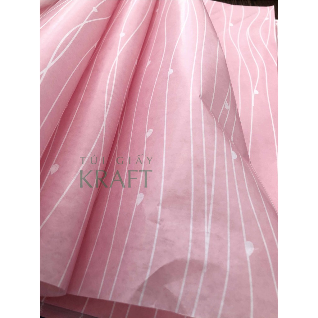 Giấy Pelure, giấy gói hàng nền hồng 39 x 64cm, giấy hút ẩm