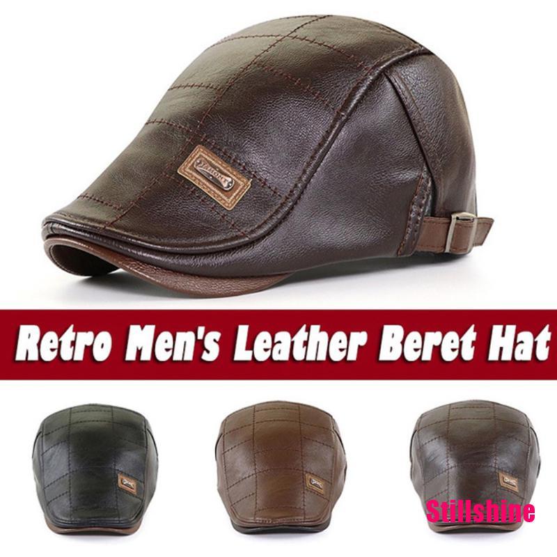 Nón Beret Da Phong Cách Vintage Cho Nam