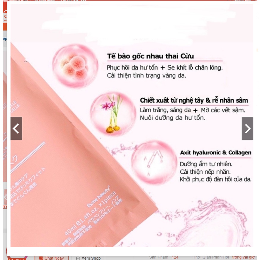 1 Hộp 50 Miếng Mặt Nạ Nhau Thai Cừu Cuống Rốn Tế Bào Gốc Nhật Bản Dùng Cá Nhân Spa Thẩm Mỹ Viện