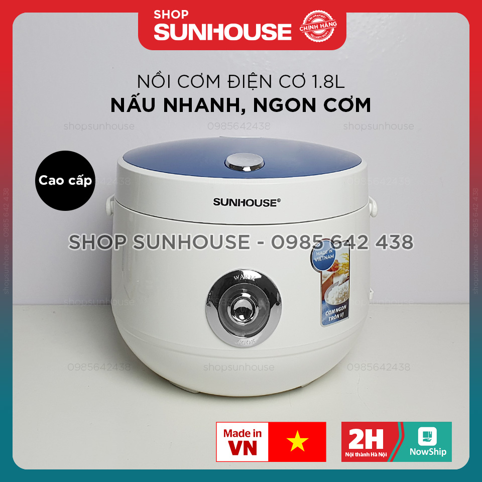 [Mã 2010ELSALE hoàn 7% đơn 300K] Nồi cơm điện 1.8L SUNHOUSE SHD8606 thân nhựa