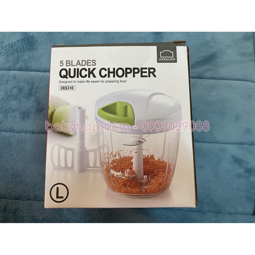 Dụng cụ xay tỏi ớt LocknLock  Quick Chopper lưỡi dao sắc bén kéo tay CKS310 / CKS307 Size L, 900ML - BABYHOPSG