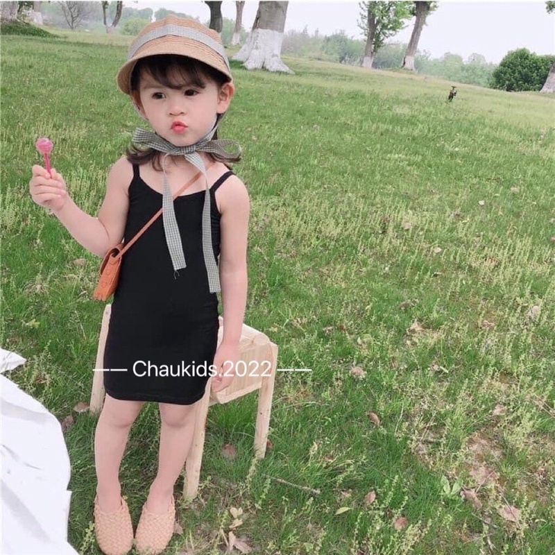 Váy body bé gái, váy bé gái 2 dây trơn ôm body dễ thưong_ Đầm bé gái từ 8- 18 kg