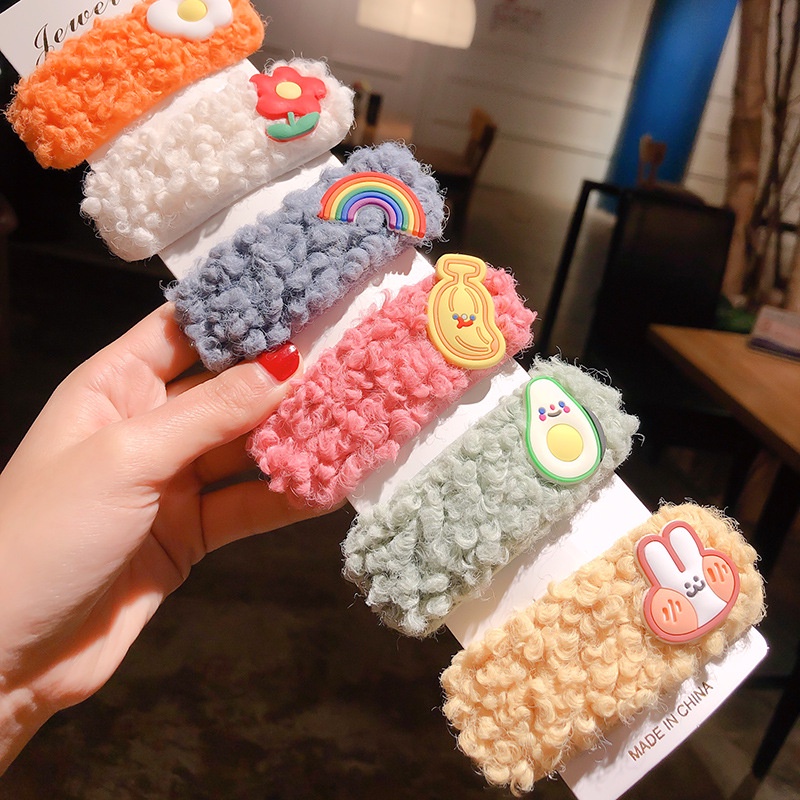 Kẹp tóc lông cừu thiết kế xinh xắn cho bé gái