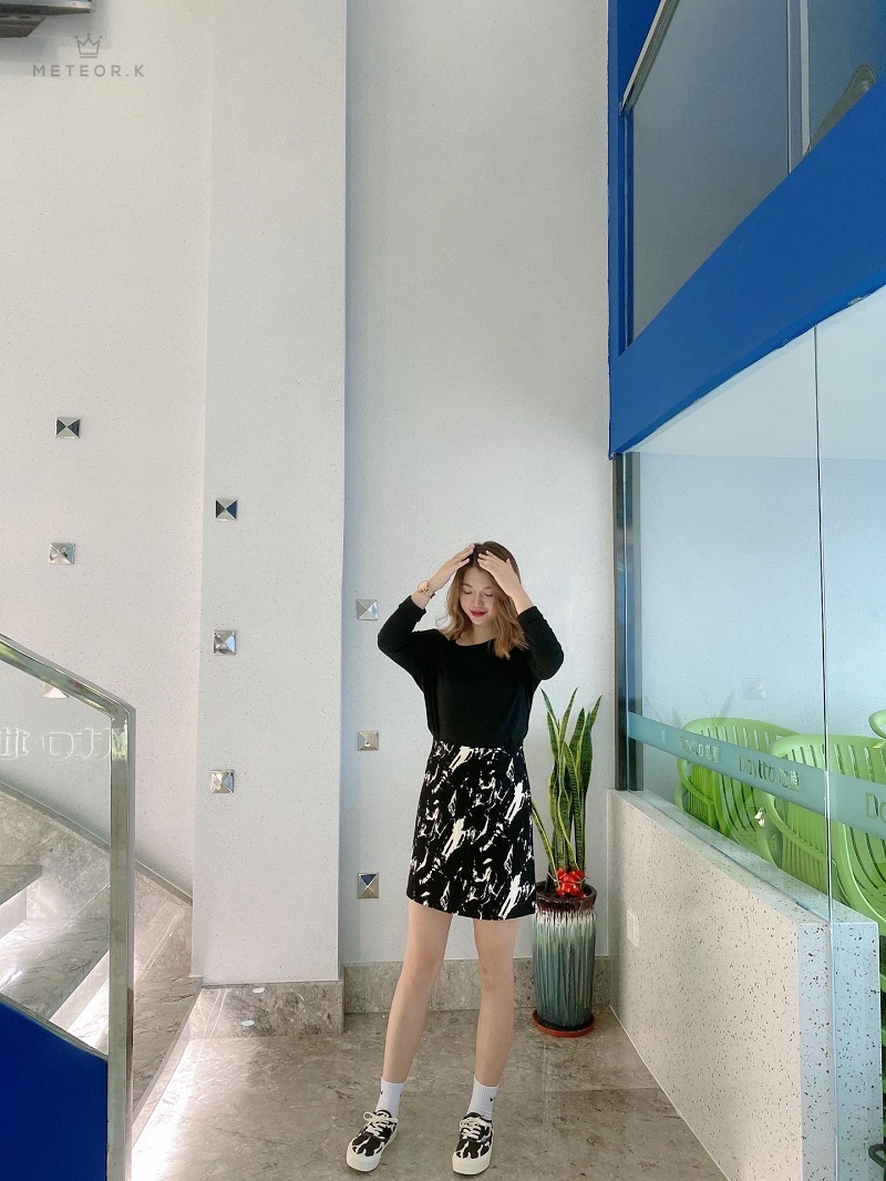 Chân Váy Chữ A Họa Tiết Mực In Phong Cách Hàn Quốc | BigBuy360 - bigbuy360.vn
