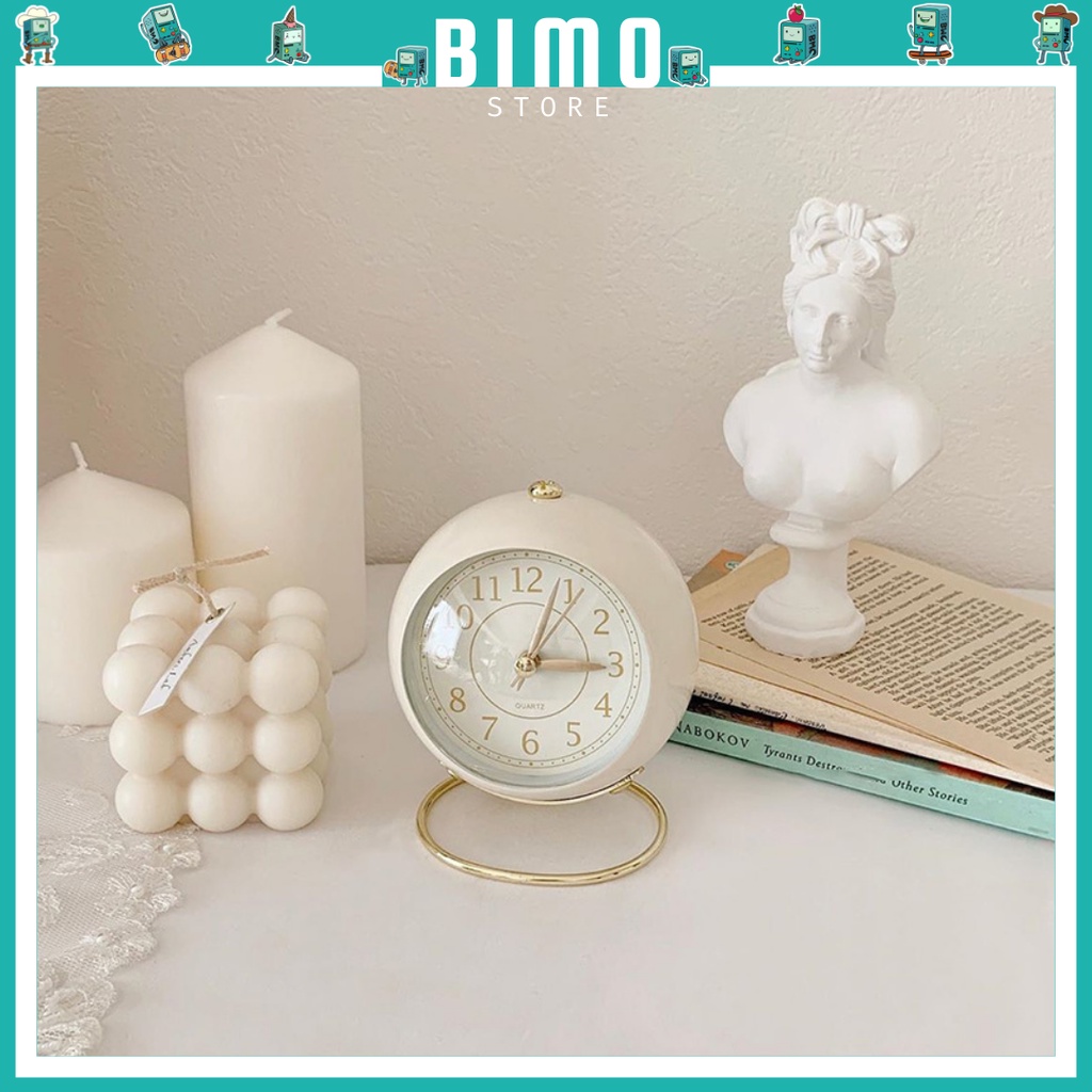 Đồng hồ báo thức phong cách cổ điển,Đồng hồ để bàn decor phòng học,phong ngủ không gây ồn kiểu dáng cổ điển-Bimo.store