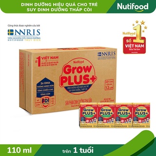 Thùng 48 hộp sữa dinh dưỡng pha sẵn nutifood growplus đỏ hộp 110ml