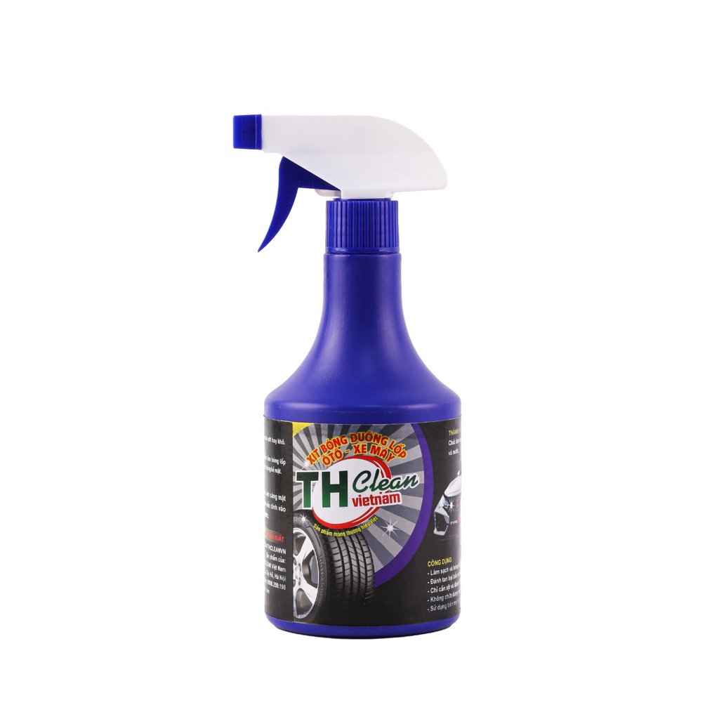 Xịt bóng lốp xe, dung dịch dưỡng đen bóng lốp xe ô tô, xe máy, xe tải TH CLEAN bình xịt 500ml