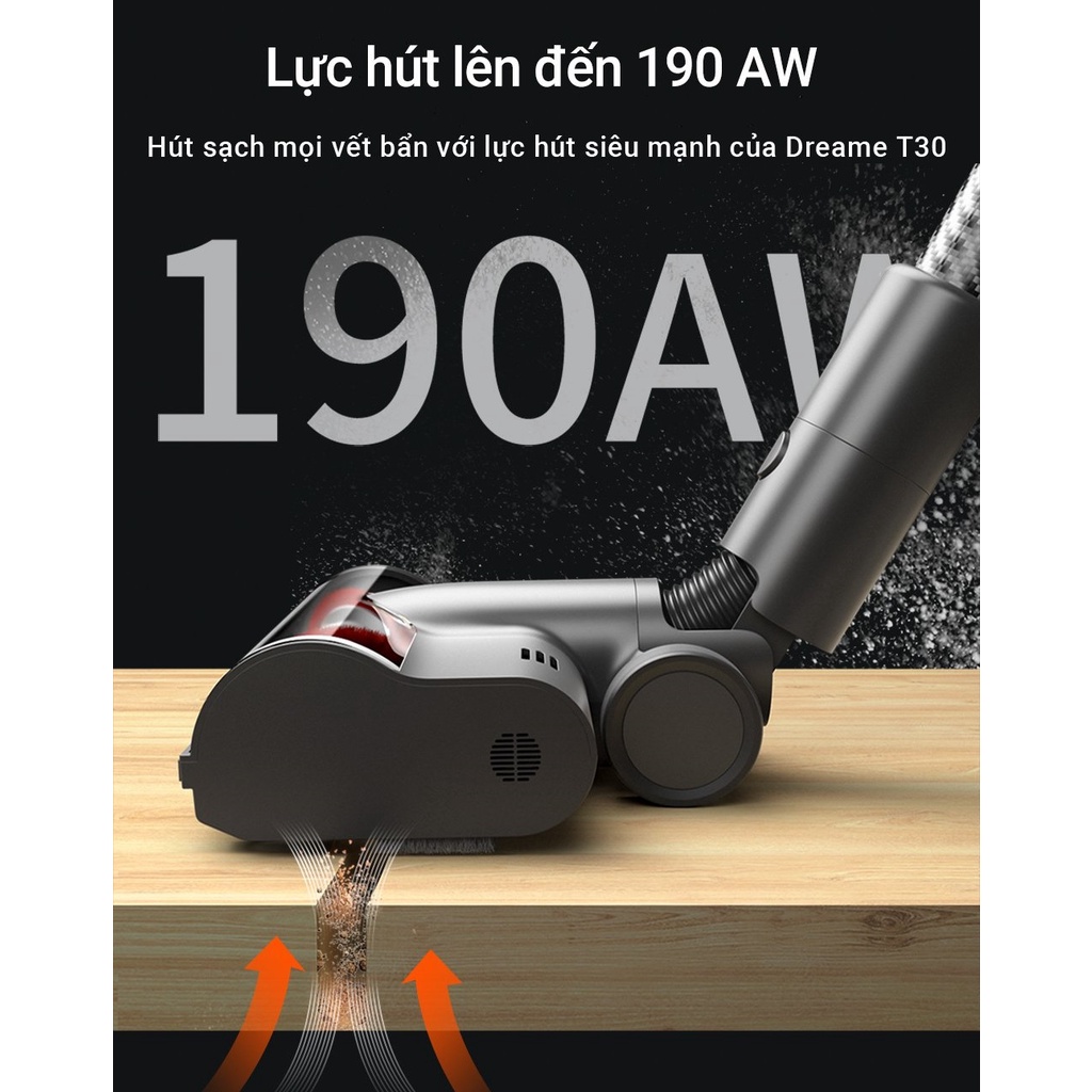 Máy hút bụi cầm tay không dây Dreame T30 - Lực hút mạnh &amp; Giảm tiếng ồn - Trọng lượng nhẹ chỉ 1.67kg - Hàng chính hãng