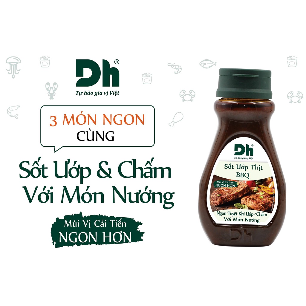 Sốt ướp thịt BBQ Dh Foods nước chấm cay mặn ngọt nêm sẵn đồ nướng 200gr