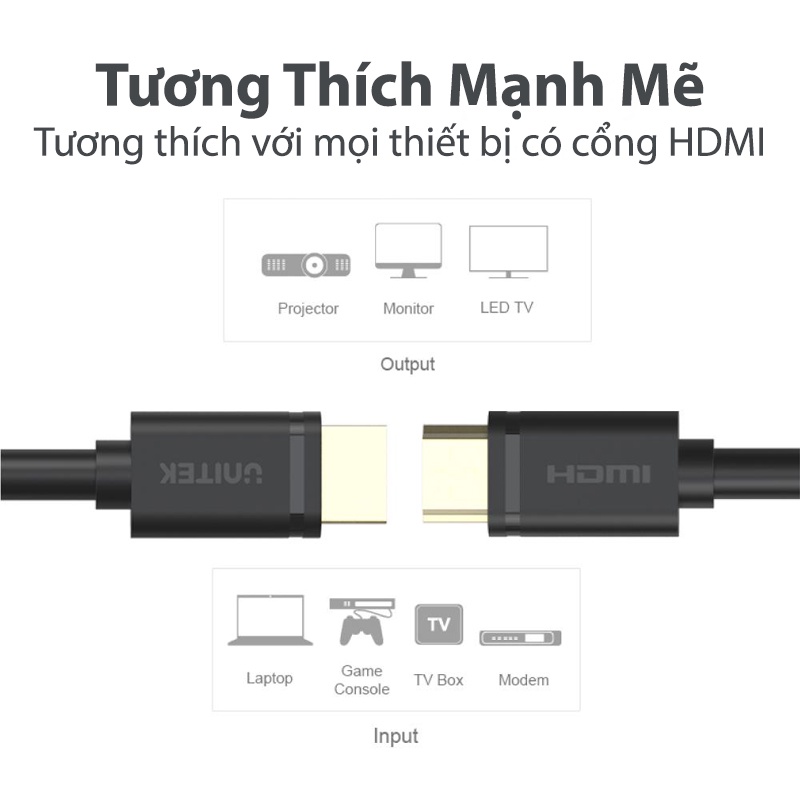 Cáp HDMI 2.0 dài 3m 4k 60hz Unitek yc139m (Y-C 139M) 3D, 4K 60HZ, hình ảnh siêu nét cao cấp chính hãng
