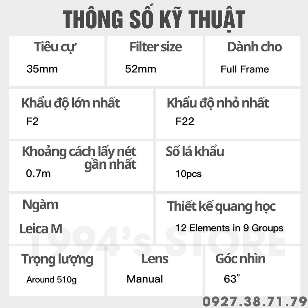 Ống kính TTArtisan 35mm F2 APO ASPH dành cho ngàm Leica M - Tặng kèm Hood kim loại