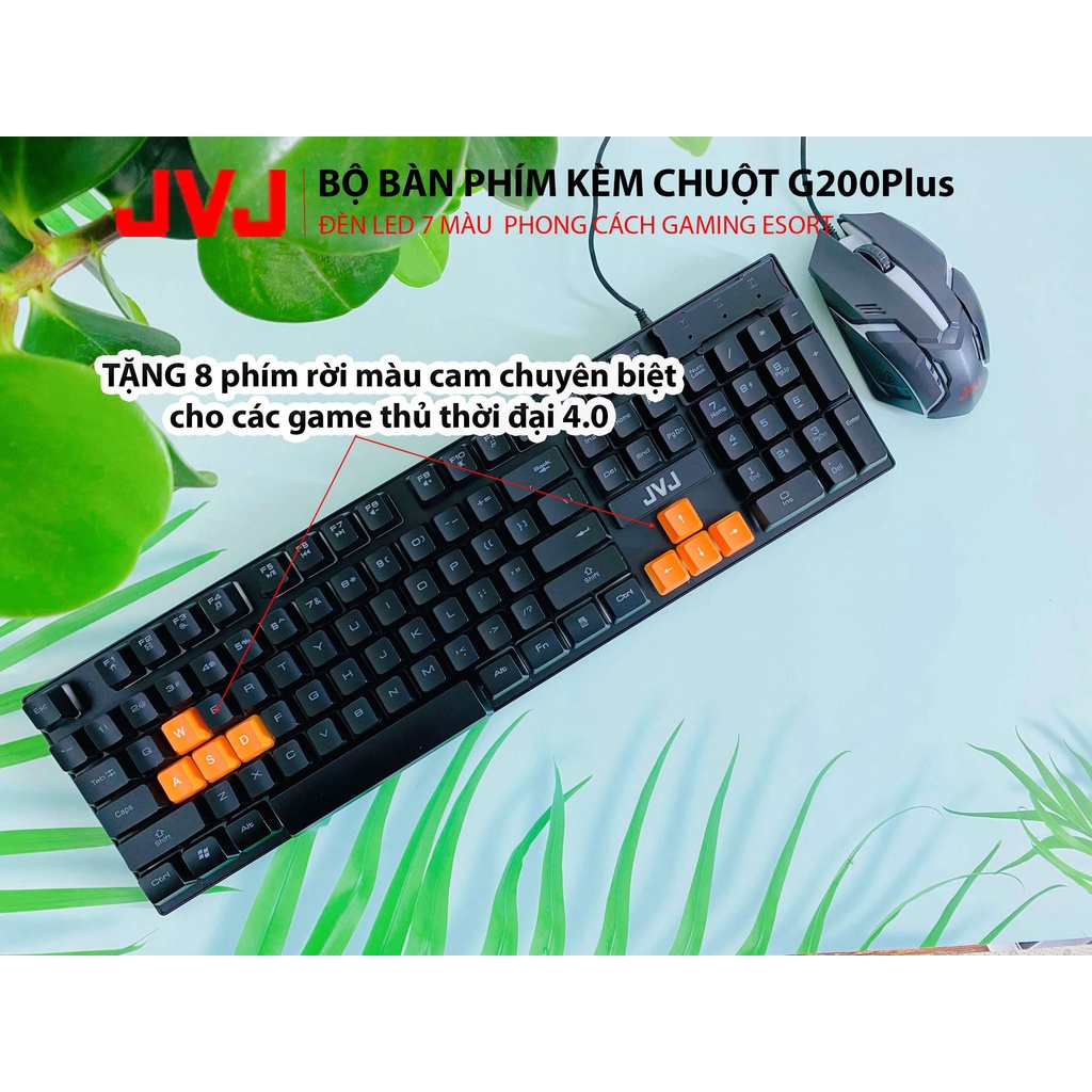 Bộ bàn phím máy tính kèm chuột JVJ G200Plus có dây, đèn LED RGB 7 màu – BH 12 tháng