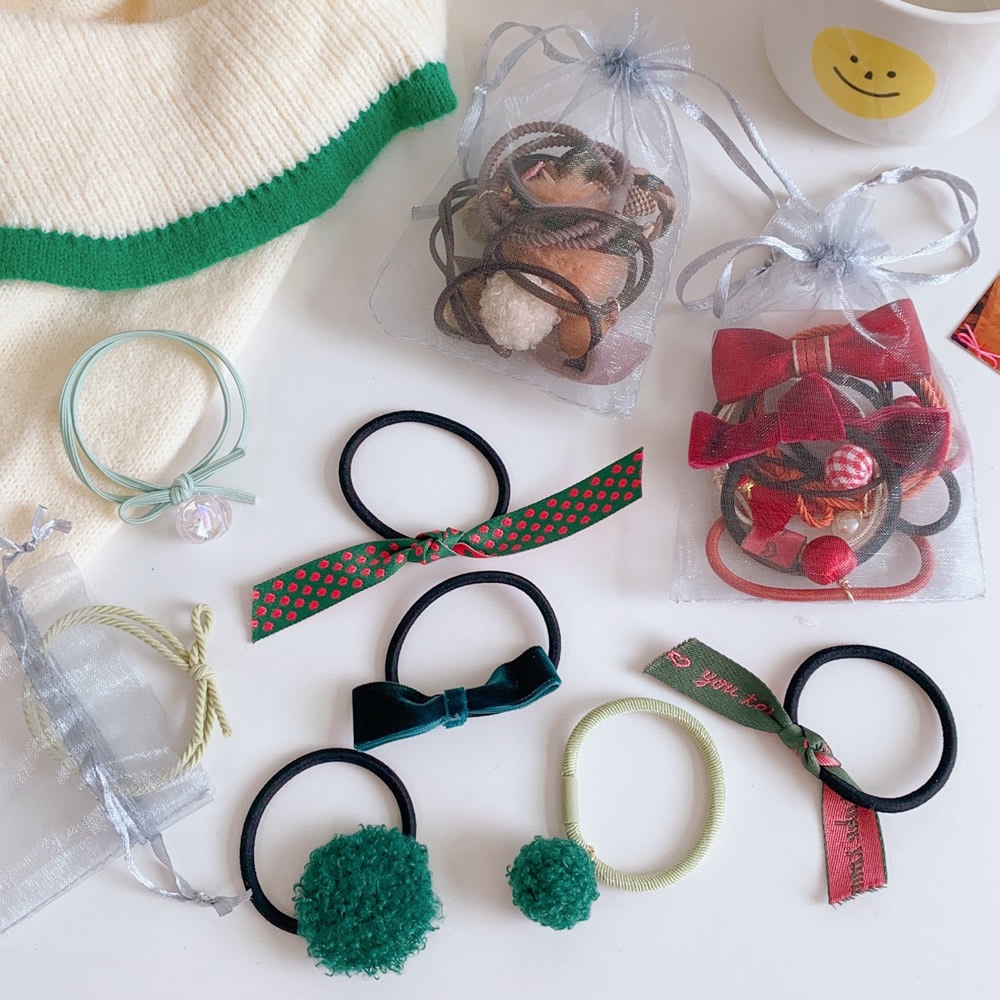 Set 7 dây cột tóc Hàn Quốc theo tone màu nhiều mẫu mã xinh xắn cho nữ