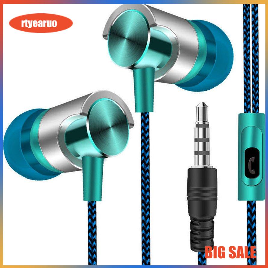 Tai nghe nhét trong tai Cáp nylon Bass nặng Tai nghe chắc chắn có micrô