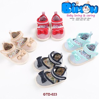 Giày tập đi kẻ sọc phối nơ bé gái