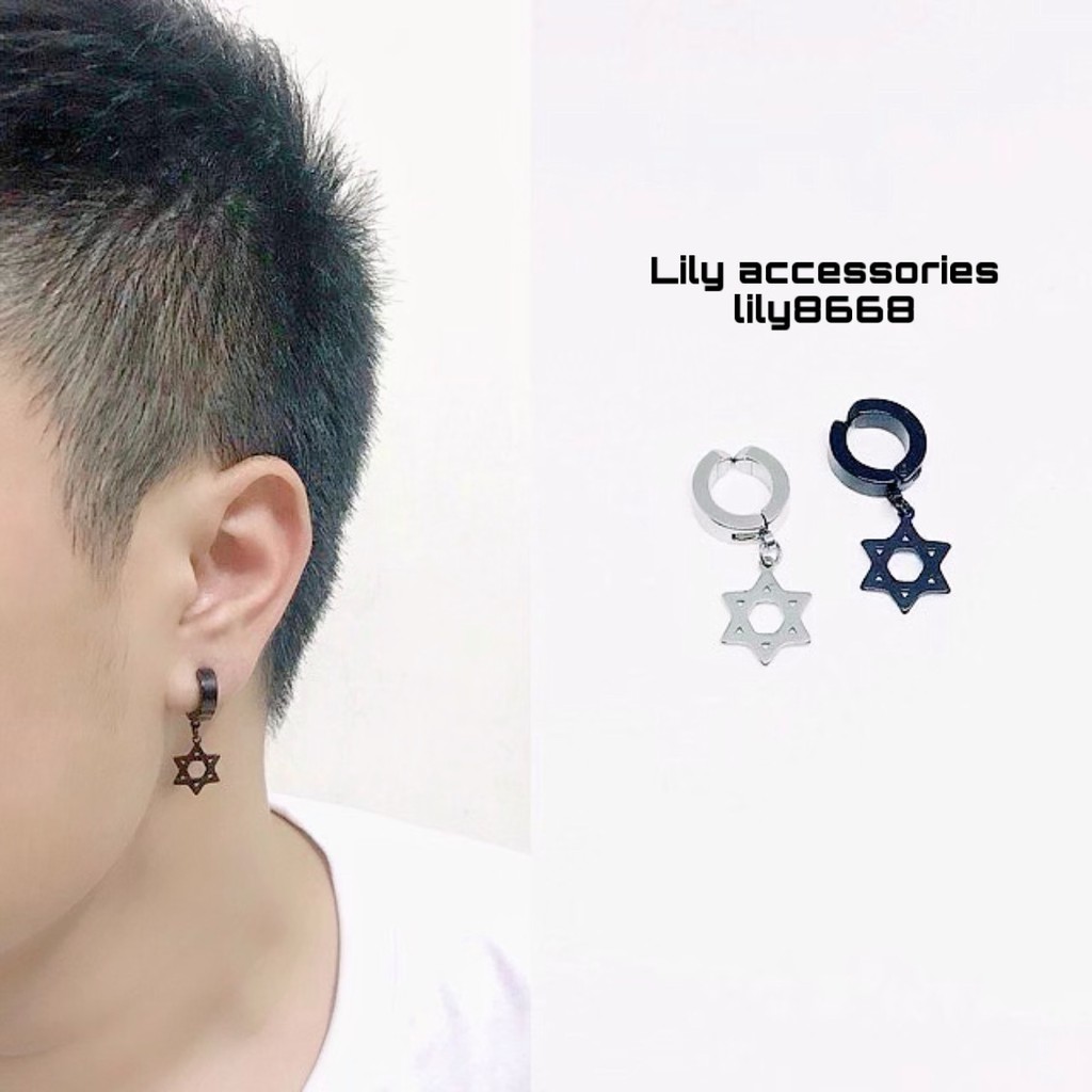 Star Ear cuff kẹp tai titan ngôi sao cho nam nữ không cần xỏ lỗ không gỉ không đen không dị ứng