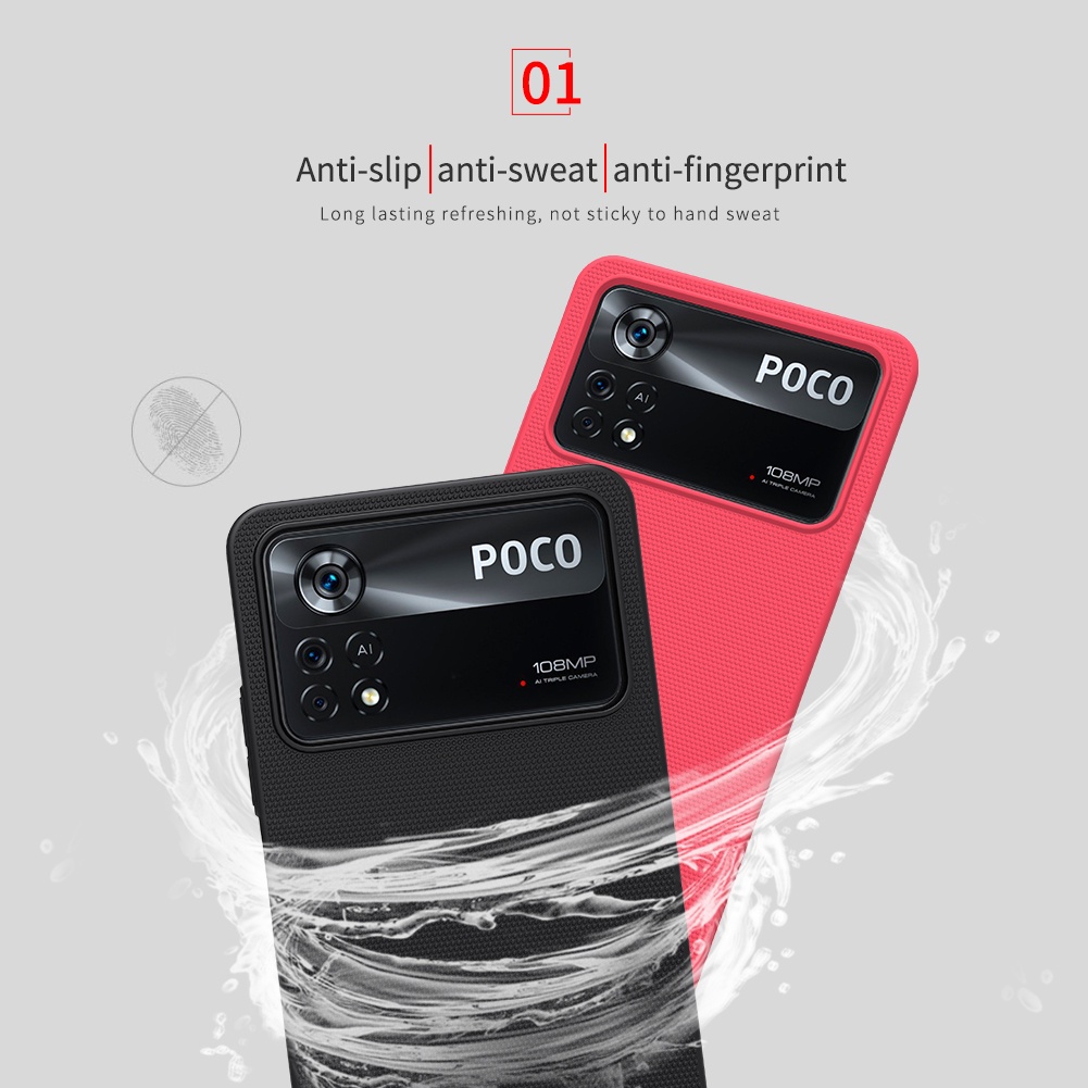 Ốp điện thoại NILLKIN bằng PC cứng siêu mỏng mặt nhám chống sốc chống vân tay cho Xiaomi Poco X4 Pro 5G