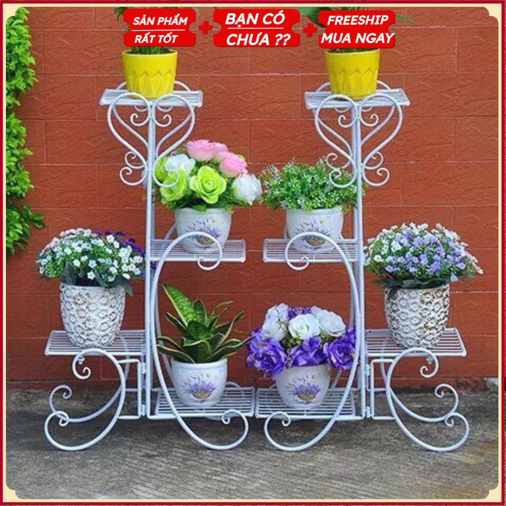 Kệ hoa trang trí ban công decor xinh xỉu, giá để châu hoa cây cảnh bằng sắt 3, 5 ,6, 7 tầng nghệ thuật trang trí cao cấp