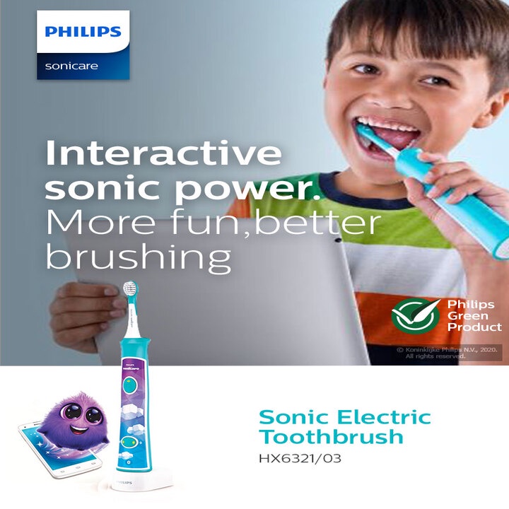 Bàn chải đánh răng điện dành cho trẻ em nhãn hiệu Philips HX6322/04 - HÀNG CHÍNH HÃNG BẢO HÀNH 1 NĂM