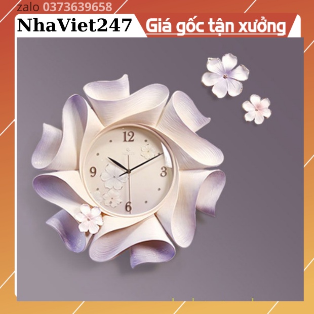 Đồng Hồ Treo Tường trang trí Hoa Đại ,mã 22-Kt 56cm-tranh 3d kim loại,decor tường đẹp,giá rẻ-quà tặng ý ngĩa-bh 5 năm