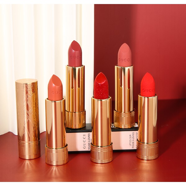 Son sáp lì Gucci thỏi vàng kim hoạ tiết hoa màu 25#204#208#308#502#504#505 tuỳ chọn